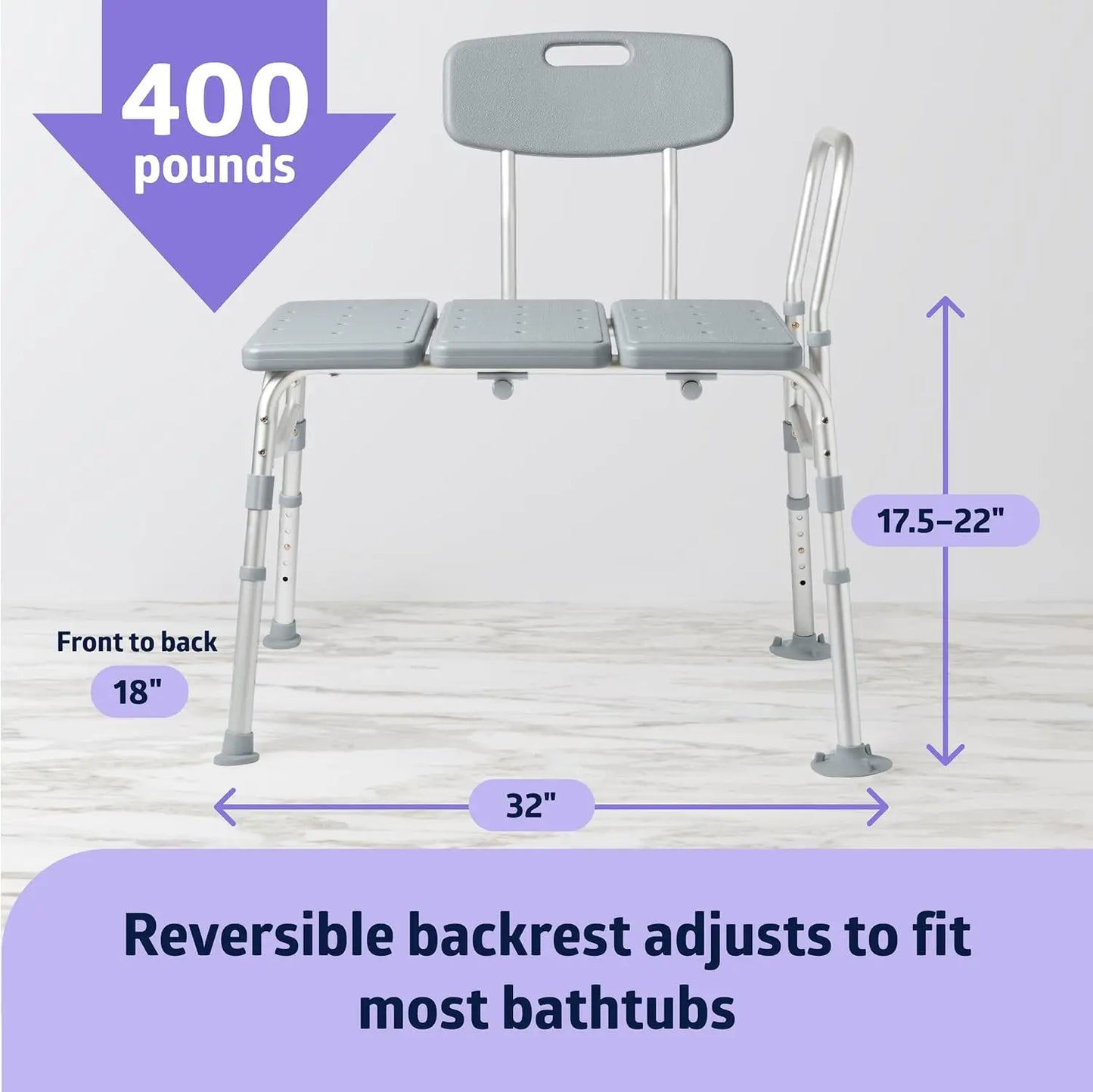 Adjustable Slip-Resistant Shower Bench