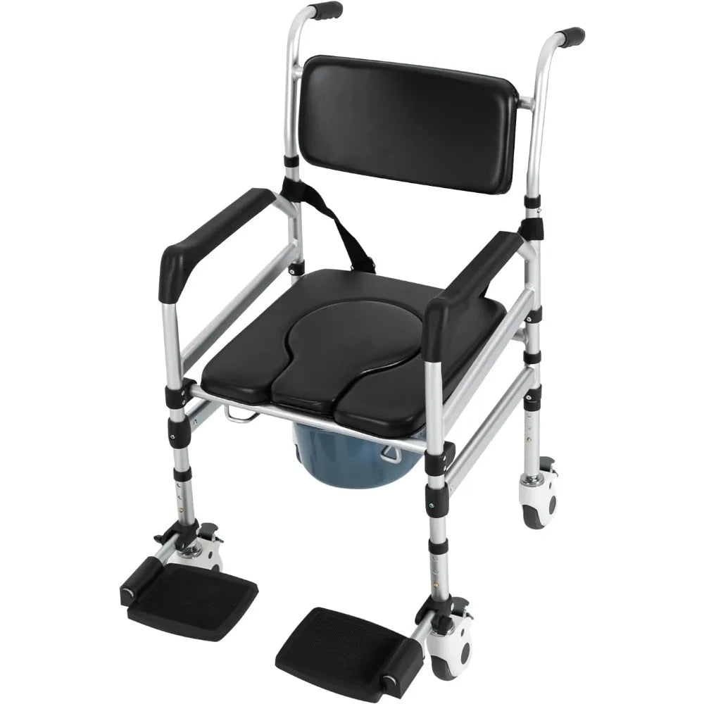 Padded Wheeled Commode Chair