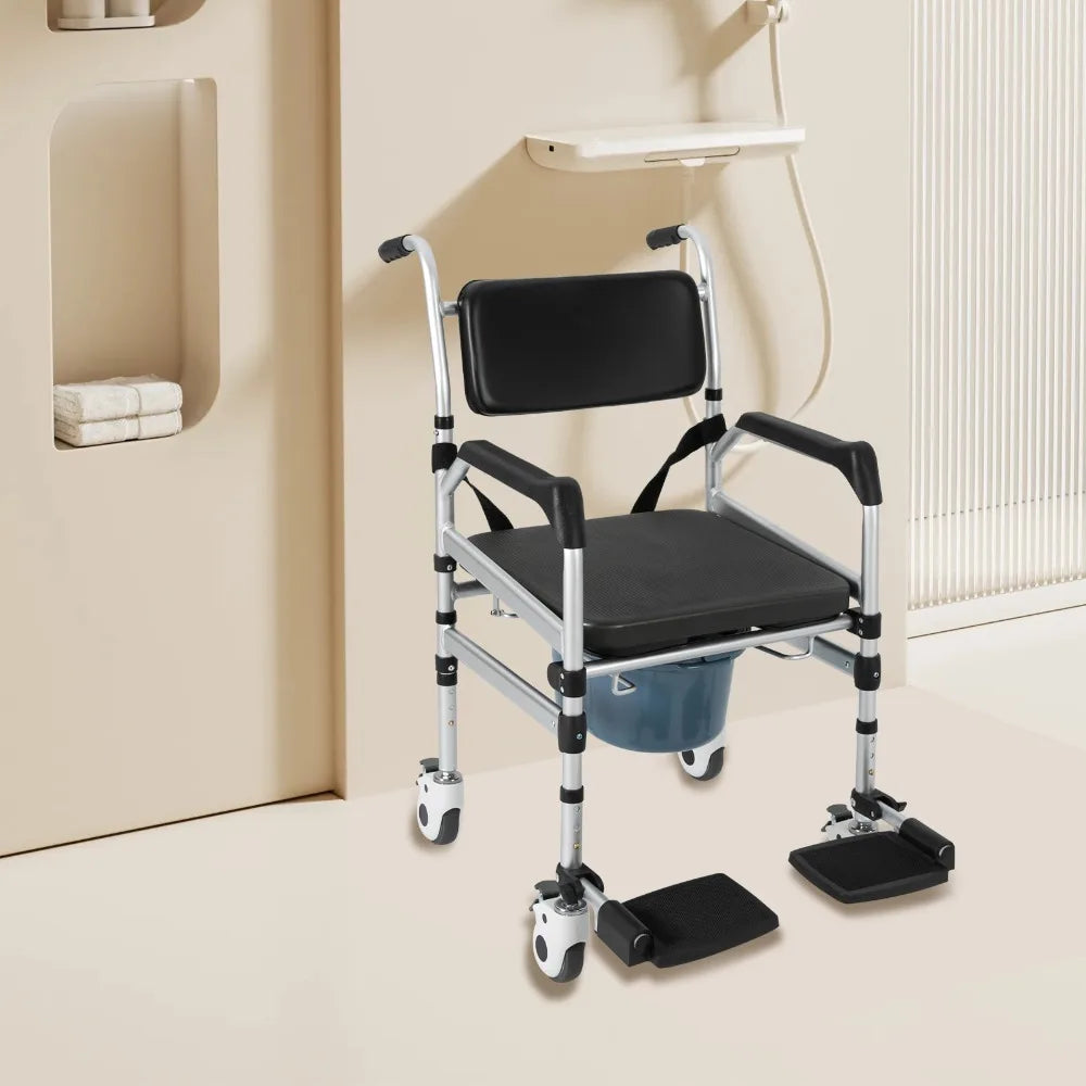 Padded Wheeled Commode Chair