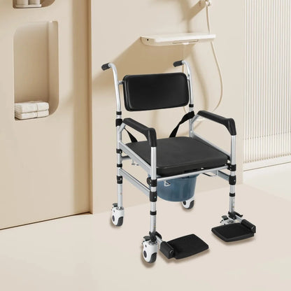 Padded Wheeled Commode Chair