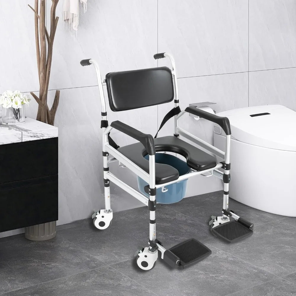 Padded Wheeled Commode Chair
